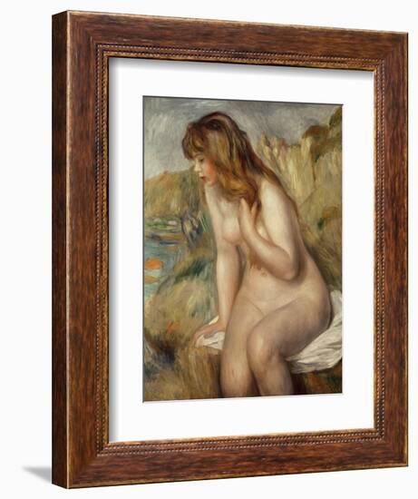 Bather Seated on a Rock, 1892-Pierre-Auguste Renoir-Framed Giclee Print