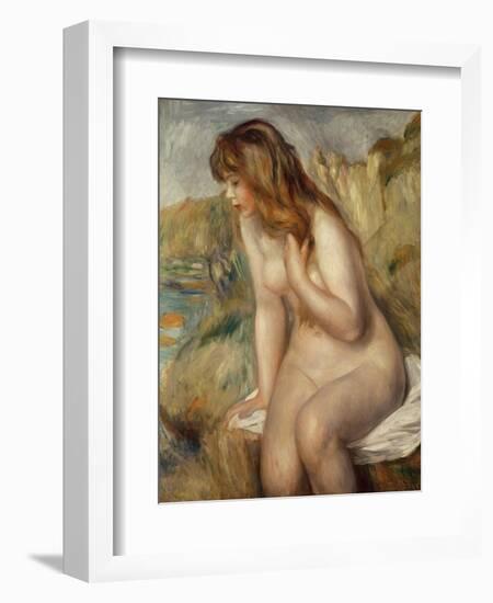 Bather Seated on a Rock, 1892-Pierre-Auguste Renoir-Framed Giclee Print
