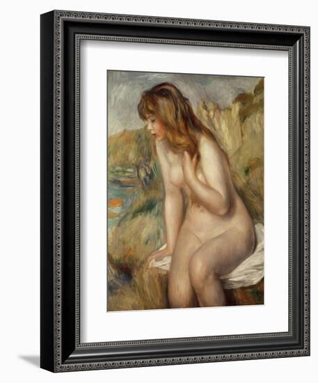 Bather Seated on a Rock, 1892-Pierre-Auguste Renoir-Framed Giclee Print