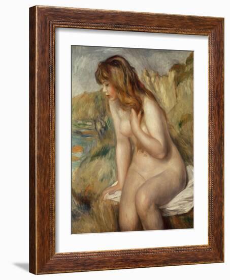 Bather Seated on a Rock, 1892-Pierre-Auguste Renoir-Framed Giclee Print