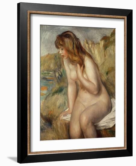 Bather Seated on a Rock, 1892-Pierre-Auguste Renoir-Framed Giclee Print