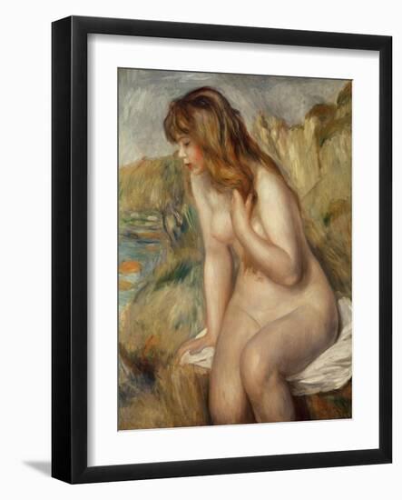 Bather Seated on a Rock, 1892-Pierre-Auguste Renoir-Framed Giclee Print