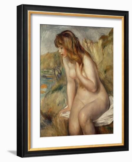 Bather Seated on a Rock, 1892-Pierre-Auguste Renoir-Framed Giclee Print