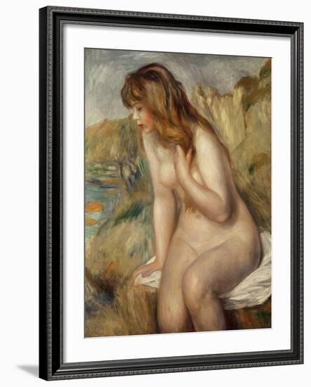 Bather Seated on a Rock, 1892-Pierre-Auguste Renoir-Framed Giclee Print