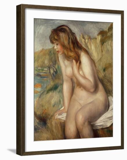 Bather Seated on a Rock, 1892-Pierre-Auguste Renoir-Framed Giclee Print