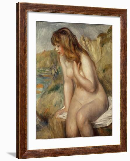 Bather Seated on a Rock, 1892-Pierre-Auguste Renoir-Framed Giclee Print