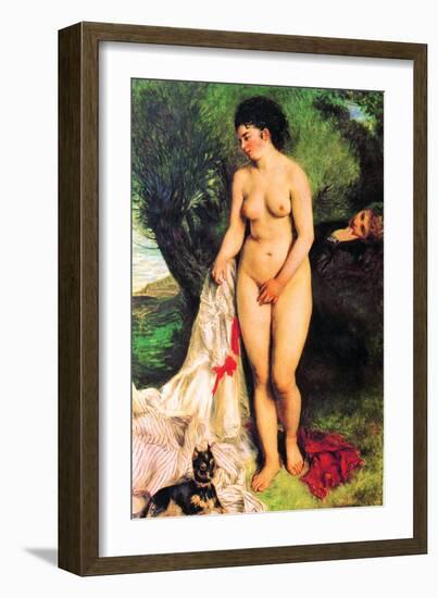 Bather with a Terrier-Pierre-Auguste Renoir-Framed Art Print