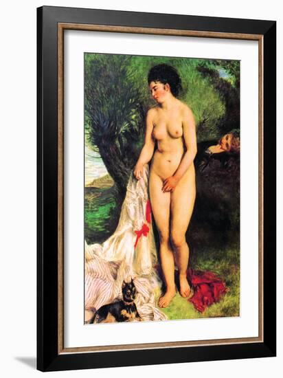 Bather with a Terrier-Pierre-Auguste Renoir-Framed Art Print