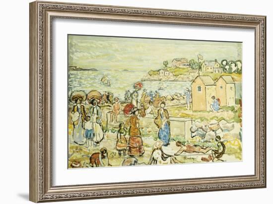 Bathers and Strollers at Marblehead-Maurice Brazil Prendergast-Framed Giclee Print