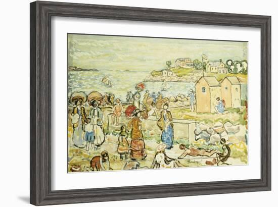 Bathers and Strollers at Marblehead-Maurice Brazil Prendergast-Framed Giclee Print