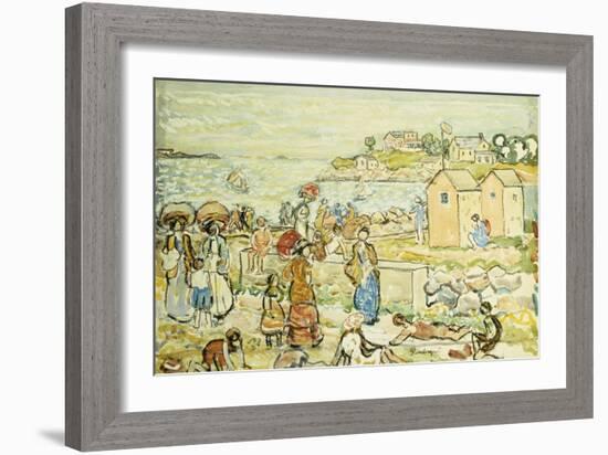 Bathers and Strollers at Marblehead-Maurice Brazil Prendergast-Framed Giclee Print