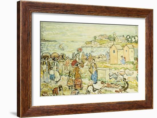 Bathers and Strollers at Marblehead-Maurice Brazil Prendergast-Framed Giclee Print