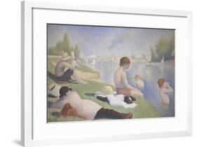 Bathers at Asnieres-Georges Seurat-Framed Art Print