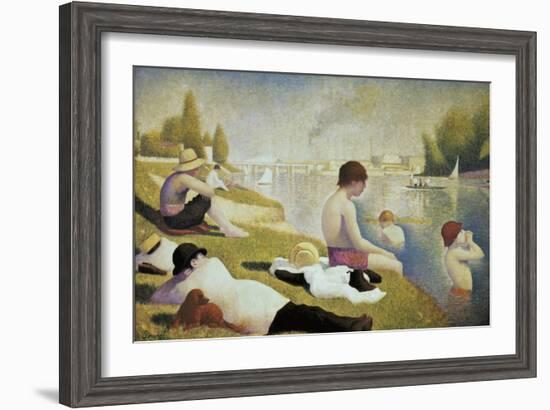 Bathers at Asnières-Georges Seurat-Framed Art Print