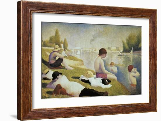 Bathers at Asnières-Georges Seurat-Framed Art Print