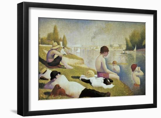 Bathers at Asnières-Georges Seurat-Framed Art Print