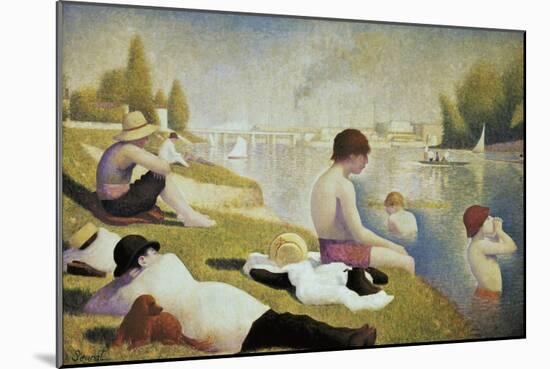 Bathers at Asnières-Georges Seurat-Mounted Art Print
