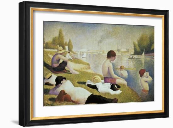 Bathers at Asnières-Georges Seurat-Framed Art Print