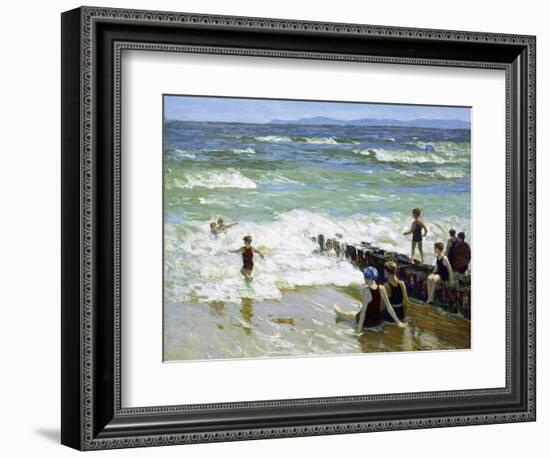 Bathers at Breakwater-Edward Henry Potthast-Framed Giclee Print