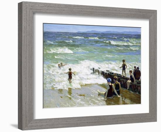 Bathers at Breakwater-Edward Henry Potthast-Framed Giclee Print