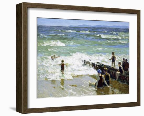 Bathers at Breakwater-Edward Henry Potthast-Framed Giclee Print