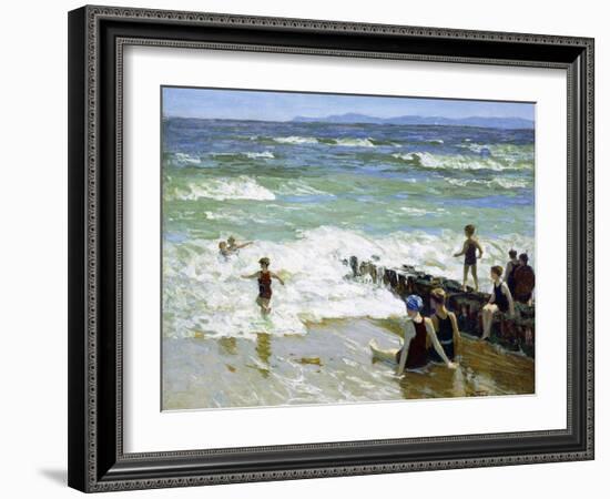 Bathers at Breakwater-Edward Henry Potthast-Framed Giclee Print