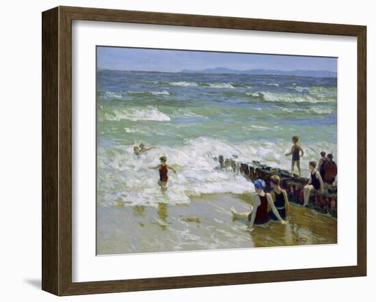 Bathers at Breakwater-Edward Henry Potthast-Framed Giclee Print