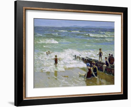 Bathers at Breakwater-Edward Henry Potthast-Framed Giclee Print