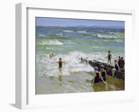 Bathers at Breakwater-Edward Henry Potthast-Framed Giclee Print