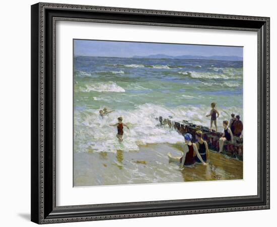 Bathers at Breakwater-Edward Henry Potthast-Framed Giclee Print