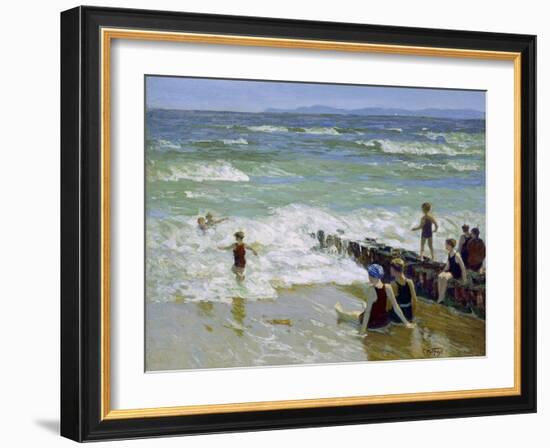 Bathers at Breakwater-Edward Henry Potthast-Framed Giclee Print