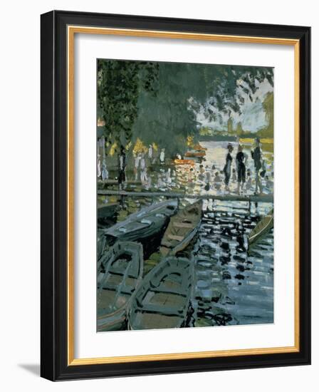 Bathers at La Grenouillere, 1869 (Detail)-Claude Monet-Framed Giclee Print