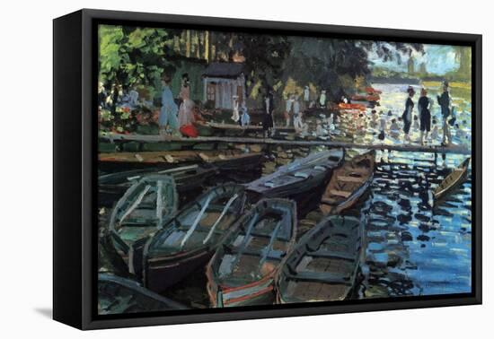 Bathers at La Grenoullière-Claude Monet-Framed Stretched Canvas
