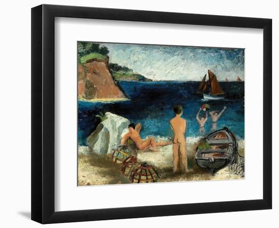 Bathers by the Sea, Treboul, 1930 (Oil on Board)-Christopher Wood-Framed Giclee Print