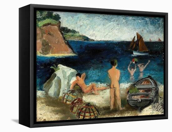 Bathers by the Sea, Treboul, 1930 (Oil on Board)-Christopher Wood-Framed Premier Image Canvas