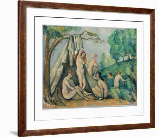 Bathers in Front of a Tent-Paul Cézanne-Framed Collectable Print