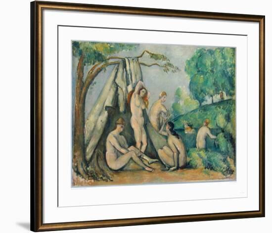 Bathers in Front of a Tent-Paul Cézanne-Framed Collectable Print