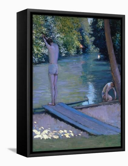 Bathers on the Banks of the River Yerres-Gustave Caillebotte-Framed Premier Image Canvas