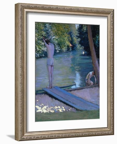 Bathers on the Banks of the River Yerres-Gustave Caillebotte-Framed Giclee Print