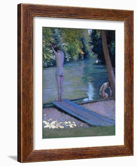 Bathers on the Banks of the River Yerres-Gustave Caillebotte-Framed Giclee Print