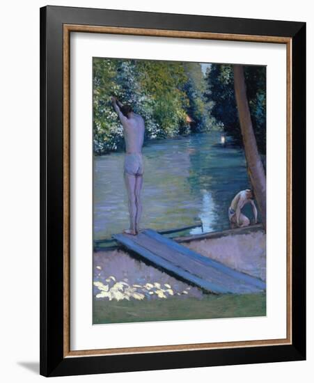 Bathers on the Banks of the River Yerres-Gustave Caillebotte-Framed Giclee Print