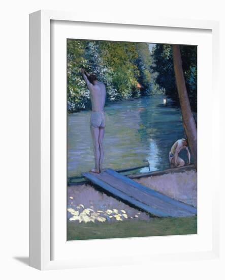 Bathers on the Banks of the River Yerres-Gustave Caillebotte-Framed Giclee Print