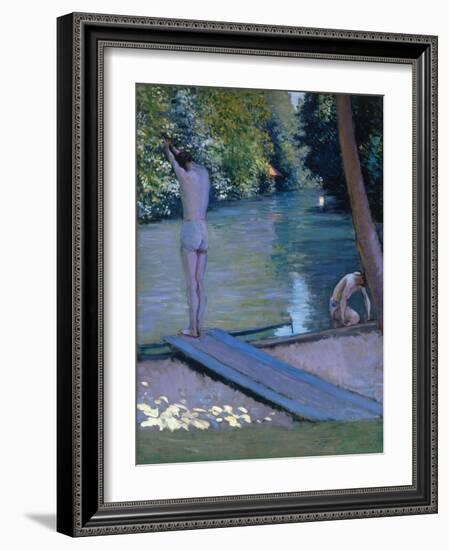 Bathers on the Banks of the River Yerres-Gustave Caillebotte-Framed Giclee Print