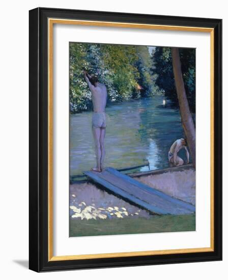 Bathers on the Banks of the River Yerres-Gustave Caillebotte-Framed Giclee Print