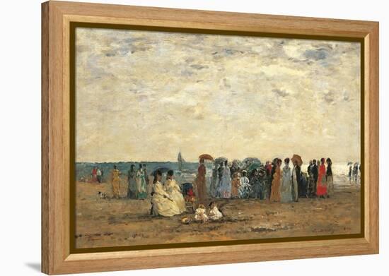 Bathers on the Beach at Trouville-Eug?ne Boudin-Framed Premier Image Canvas