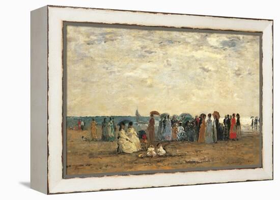 Bathers on the Beach at Trouville-Eug?ne Boudin-Framed Premier Image Canvas