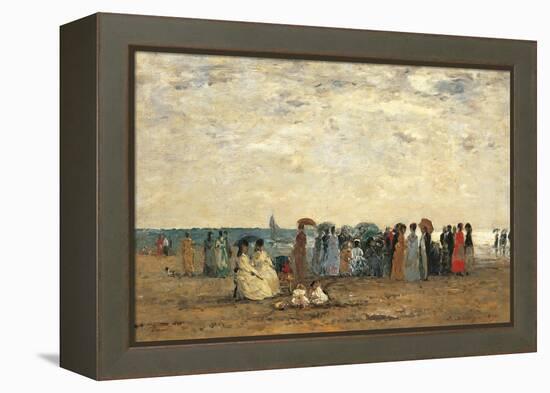 Bathers on the Beach at Trouville-Eug?ne Boudin-Framed Premier Image Canvas