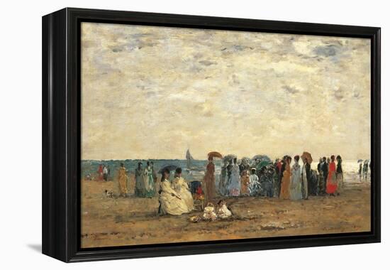 Bathers on the Beach at Trouville-Eug?ne Boudin-Framed Premier Image Canvas