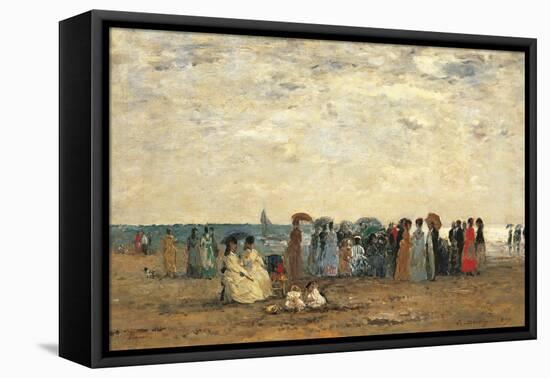 Bathers on the Beach at Trouville-Eug?ne Boudin-Framed Premier Image Canvas