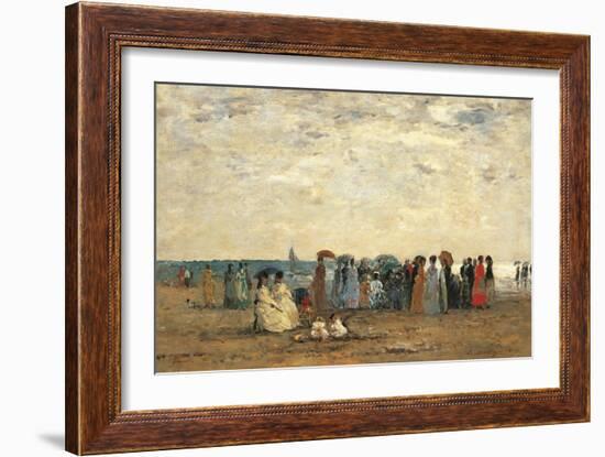 Bathers on the Beach at Trouville-Eug?ne Boudin-Framed Giclee Print